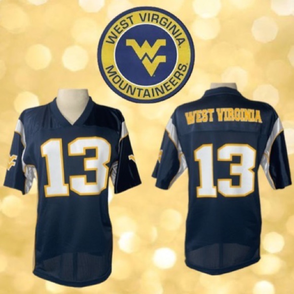 WVU 13 Football Jersey West Virginia University Youth XL or Fits Ladies Small